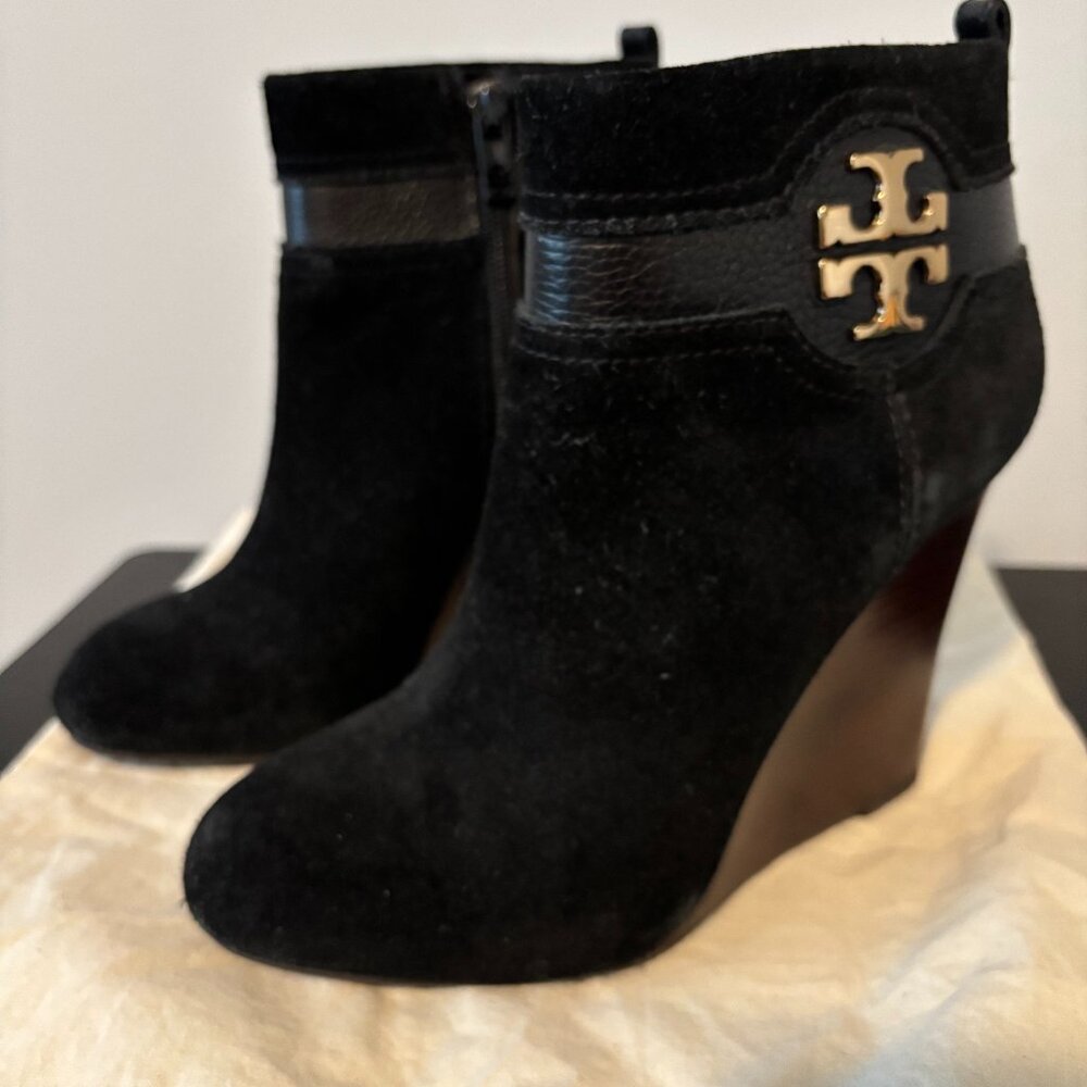 Tory Burch Suede Wedge Ankle Boots